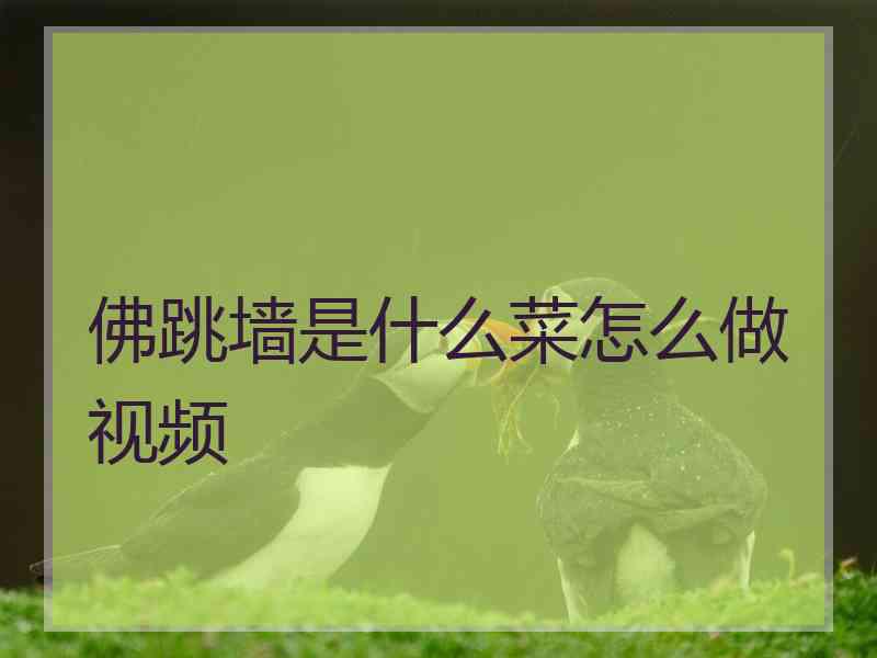 佛跳墙是什么菜怎么做视频