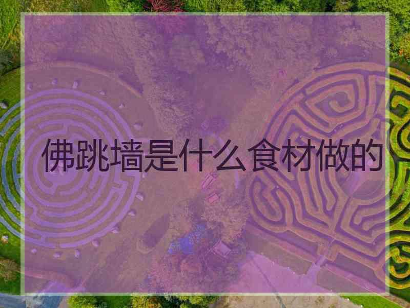佛跳墙是什么食材做的