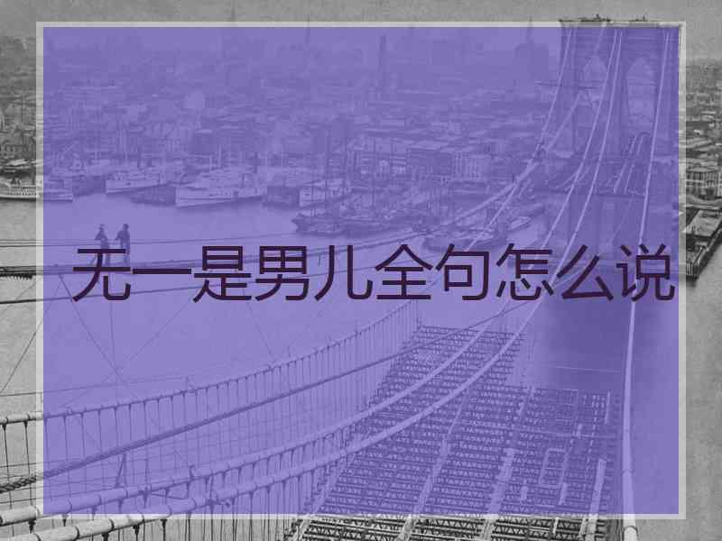 无一是男儿全句怎么说