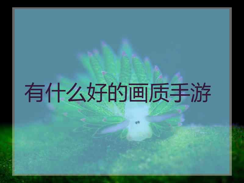 有什么好的画质手游
