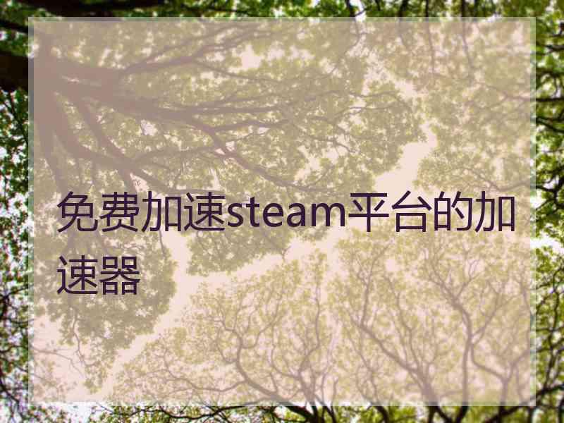 免费加速steam平台的加速器